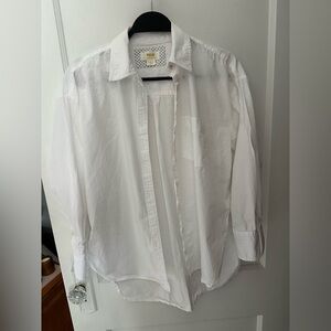 Maeve by Anthropologie Oversized White Button Down Shirt